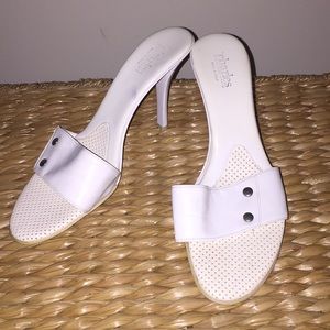 Charles David white patent heel